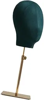 Eigell Mannequin Head Stand Model Holder Easy to Use Manikin Head Display Stand Adjustable Height for Wig Glasses Multifunctional, Green Gold