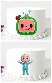 COCOMELON & JJ Edible Icing CAKE TOPPERS Birthday Decoration