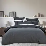 Bianca Hallston King Pre-Washed Cotton Quilt Cover Set - Charcoal
