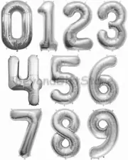 34" Large Silver Number Balloons Happy Birthday Jumbo Foil Mylar Balloon