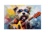 Dog Guitar Modern Art Painting Canvas Print