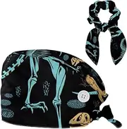 [YTYVAGT] Scrub Caps Women,Scrub Hats Suitable for Women,Animal Bones Dinosaur Skeletons