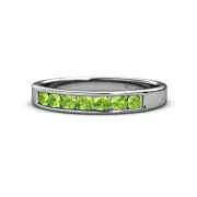 TriJewels Round Peridot 7 Stone Stackable Wedding Band Ring 14K Gold JP:106514