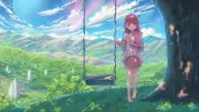 Anime clouds dress barefoot redhead trees swings rin Playmat Gaming Mat Desk