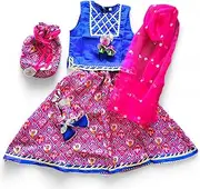 [BornPatakka] BornPatkka Silk Lehenga Choli Dupatta set with Heavy gotta patty design, Patola Print and one matching Potli for Kids Girls
