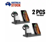 2pcs 3 in 1 QI Wireless Charging Station Apple Watch iPhone AirPods Dock Stand