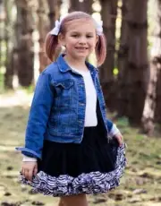 Max Daniel Girls Black Fluffy Tutu With Zebra Print Trim