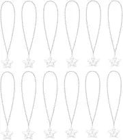 NUDALA 12 Pack Clear Glow Star Necklace Bulk Beaded Necklaces for Halloween Christmas Decorations Mardi Gras Party Favors