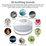 White Noise Machine For Sleeping, Rechargeable With 20 Soothing Sounds, Night Light Timer Memory Adjustable Volume Feature,_CH