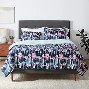 Amazon Basics 7-Piece Lightweight Microfiber Bed-in-a-Bag Comforter Bedding Set - Full/Queen, Watercolor Floral