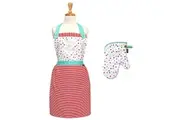Ladelle Set of 2 Merry And Bright Christmas Oven Mitt & Apron Kitchen Set