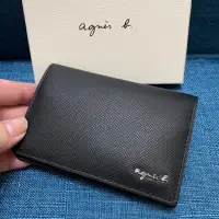 在飛比找蝦皮購物優惠-agnes b 全新 黑色 立體 銀色 logo 防刮 名片