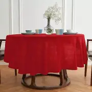 Elegant 70-Inch Round Red Linen Tablecloth - Handcrafted for Every Occasion
