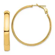 14K Yellow Gold High Polished 5mm Omega Back Hoop Earrings