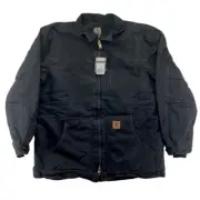 Carhartt Men's Black Sherpa Lined Zip-Up Jacket C61-BLK Size XL Tall NWT