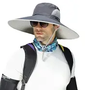 Men Wide Brim Sun Hats UPF50+ Waterproof Breathable One Size C03-dark Gray