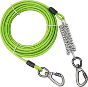 Dog Tie Out Cable 20ft Long Dog Leash with Spring and Swivel Clips Heavy Duty Runner Cable Up to 457kg Pull Force Chains for Outside Yard Camping Runner for Yard