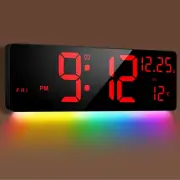 [2024 New] 16.5" Large Digital Wall Clock with 7 Color Changing Night Lights, Au