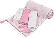 Soft Touch Sage Green Koala Printed Muslin Wrap w/Tassel 80 cm x100 cm & 3 Pack 70 cm x 70 cm Muslin Squares Set; Ultra-Soft & Breathable; Perfect for Swaddling & Burping; 100% Cotton Hypoallergenic