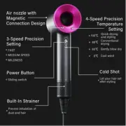 Leafless High-Speed Ionic Hair Dryer-Anti-Frizz, Quiet, Lightweight + 5 Nozzles
