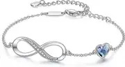 Lertenys Infinity Bracelets for Womens, Sterling Silver 925 Bracelet Adjustable Women Bracelet, Infinity Love Heart Ladies Bracelets