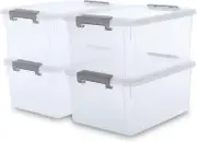Citylife 17 QT Plastic Storage Bins with Latching Lids Stackable Storage Contain