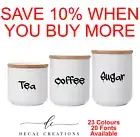Coffee Tea Sugar Set Of 3 Kitchen Pantry Organisation Decal Label Sticker Font30