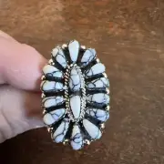 Navajo Cluster Ring White Buffalo Turquoise Size 5 Native American Womens Zuni D