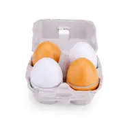 New Classic ToysWooden Play Eggs Set 4 Segmented Eggs with Real Carton