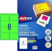 Avery Fluoro Green High Visibility Shipping Labels for Laser Printers, 99.1 x 67.7 mm, 200 Labels (36104 / L7165FG)