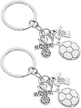 EPIGEIST 2pcs Key Chain Basketball Keychain Soccer Keychain Soccer for Boys Keychains Soccer Party Favors Accessories Decorative Bag Pendant Hanging Bag Pendant Silver Zinc Alloy
