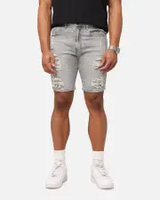 [SAINT MORTA] Saint Morta Dynasty Thrash V2 Denim Shorts Vintage Grey - Size 28 28 Vintage Grey