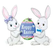 Happy Easter Bunnies & Egg Springtime Décor Yard Stake
