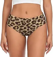 [SAAKE] Fun leopard print Print Women's Briefs XS S M L XL XXL 3XL 4XL Plus Size Briefs Bikini Ladies Underpants, Black, Large