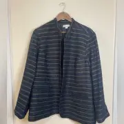 ColdWater Creek Striped Jacket W Shimmer Black Blue Gold NWT sz 24