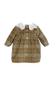 [Jesurum] Lace-Trimmed Plaid Cotton Baby Dress