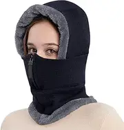 [OhMill] Men's Women's 2 in 1 Balaclava Winter Balaclava Warm Headwear Face Mask Ski Mask Face Warmer Outdoor Hooded Hat for Skiing Cycling Motorcycle Running