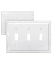 2-Pack Light Switch Cover Plate, Triple Toggle Decorative Metal 3 Toggle 2PK