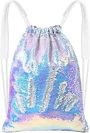 MHJY Mermaid Sequin Bag,Magic Reversible Sequin Drawstring Backpack Glitter Sports Dance Bag Shiny Outdoor Beach Travel Backpack