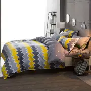 Ziggy Quilt/Doona/Duvet Cover Set (King Size) Grey Yellow