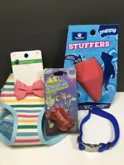 Lot of4 Dog Pup Top Paw Stuffer, Coastal Collar,SAFETY LIGHT, S/M Harness Bundle