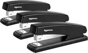 Amazon Basics Stapler, Desktop Staplers with 1000 Staples, Office Stapler, 25 Sheet Capacity, Non-Slip, Black, 3-Pack