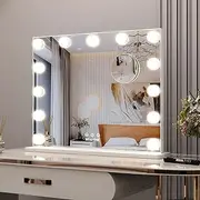 BEAUTME Vanity Mirror with Lights,Led Makeup Mirror with Magnifying for Bedroom Table Mirror/Wall Mounted Mirror Big Mirror (50.5x39.7cm, White)