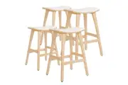 4X Wooden Bar Stool Padded Fabric Dining Chair KANSO 65cm BEIGE