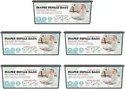Diaper Pail Refills Bags with 30 Bags Compatible with Genie Easy Roll Signature and Platinum Diaper Pails, 7-Layer Odor-Barrier Technology, 5 Pack (150 Bag)