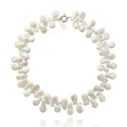 Culturesse Audriana Luxury Rhodium Plated Brass Baroque Pearls Necklace Fashion