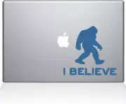 The Decal Guru I Believe Bigfoot Decal Vinyl Sticker, Light Blue, 12" MacBook