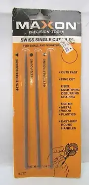 Rare Vintage Maxon Swiss Single Cut File Set of 3 NOS New Precision Tools