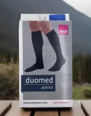 Medi Duomed Patriot Men's Ribbed Closed Toe Knee High Socks - 15-20 mmHg