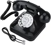 Jarchii Telephone Phone, Vintage Black Multi Function Plastic Home Telephone Retro Wire Landline Phone Muti-function Flash, Re-dial and Reserve Vintage Appearance